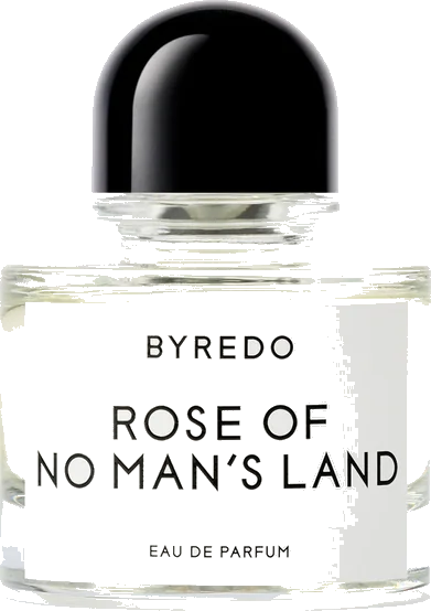 Byredo Rose Of No Man's Land eau de parfum bottle in clear glass with black cap and white label