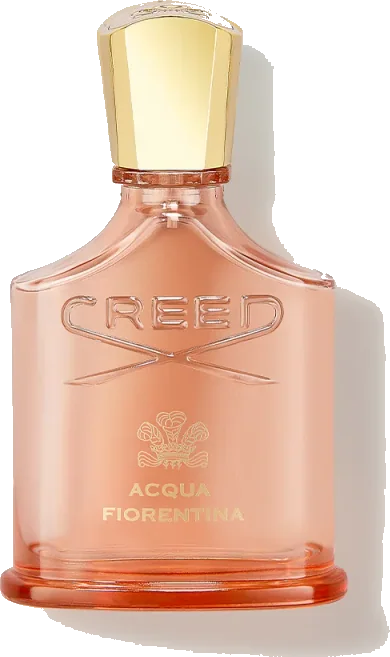 Creed Acqua Fiorentina 75ml peach-pink glass bottle with gold cap - Front View