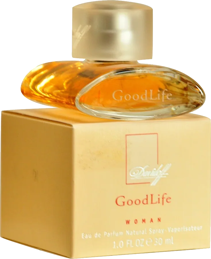 Davidoff Good Life Women eau de parfum bottle (orange liquid, flat oval flacon)