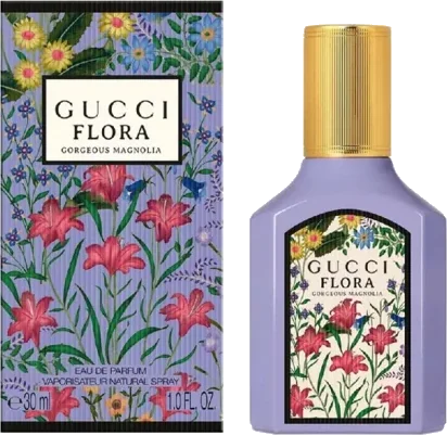 Gucci Flora Gorgeous Magnolia Eau de Parfum purple bottle with gold cap