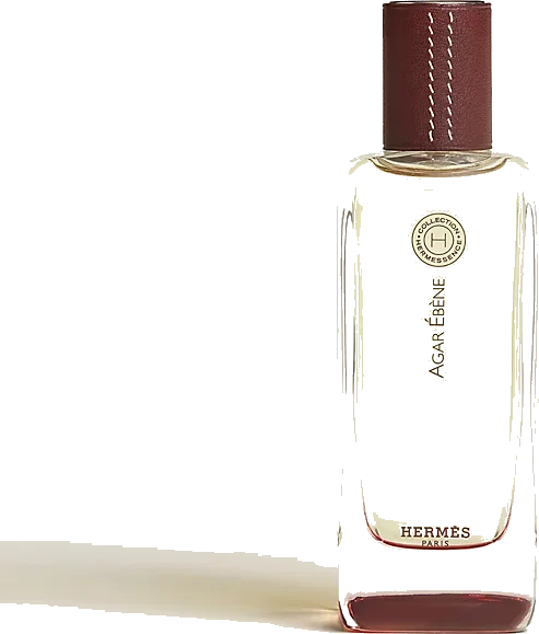 Hermès Hermessence Agar Ébène eau de toilette lantern bottle with plum lacquer and leather cap