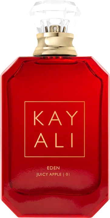 Kayali Eden Juicy Apple | 01 red perfume bottle on white background