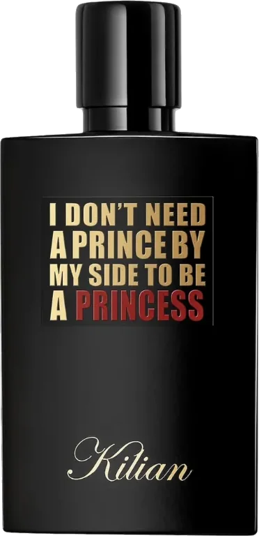 Kilian I Don’t Need a Prince by my Side to be a Princess black refillable bottle with gold lettering