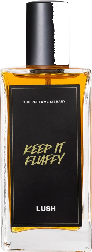 Lush Keep It Fluffy black-label Perfume Library bottle with amber liquid