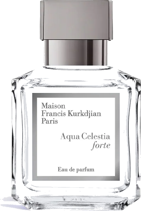 Maison Francis Kurkdjian Aqua Celestia Forte Eau de Parfum bottle in clear flacon with grey label