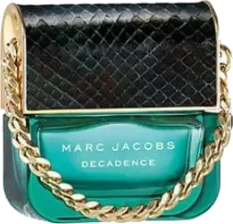Marc Jacobs Decadence Eau de Parfum bottle with python-effect cap, gold chain and black tassel