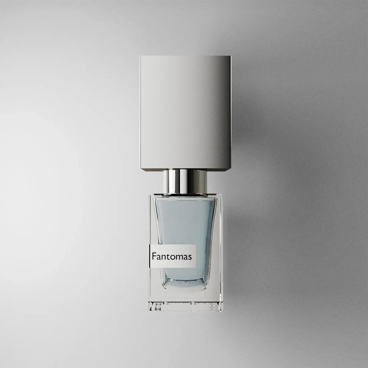 Nasomatto Fantomas extrait de parfum bottle with walnut and metal cap