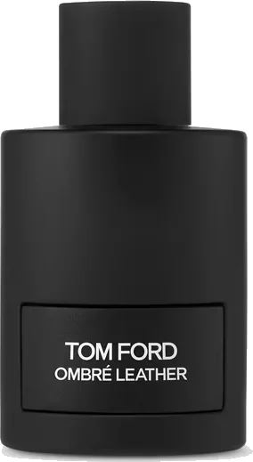 Tom Ford Ombré Leather Eau de Parfum, matte black bottle with leather plaque