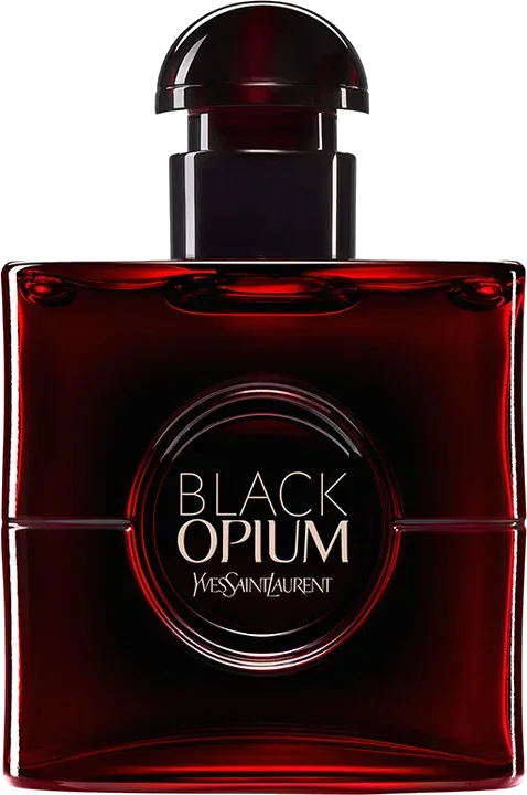 Yves Saint Laurent Black Opium Over Red eau de parfum bottle in deep red lacquered glass